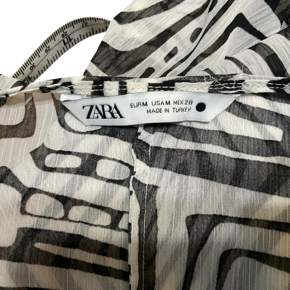 ZARA Abstract Tribal Print Kaftan Blouse Tunic Top Size M - Picture 7 of 10